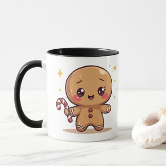 Caneca Kawaii Gingerbread Man Cute Christmas Coffee Mug
