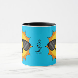 Caneca Kawaii Happy Sun com óculos escuros   Adicionar no