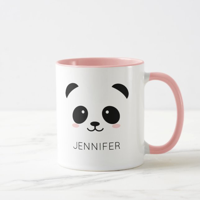 Caneca Kawaii panda cara rosa personalizado (Direita)