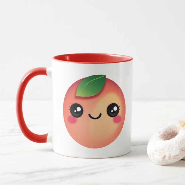 Caneca Kawaii Peach Mug (Com Donut)