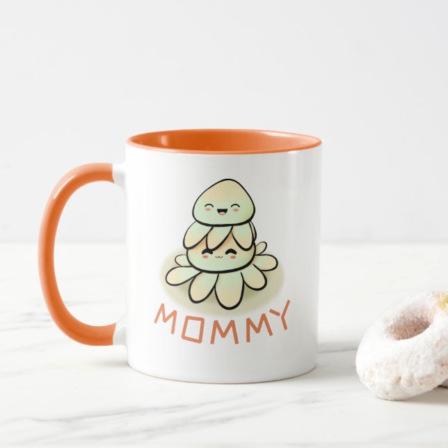 Caneca kawaii polvo mãe e filho  (Com Donut)