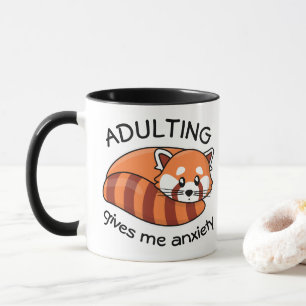 Caneca Kawaii Red Panda: Adultar me dá ansiedade