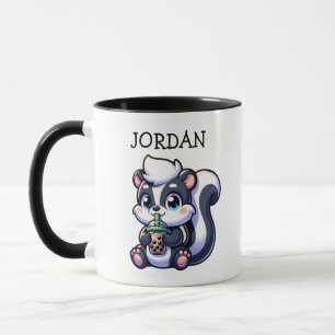 Caneca Kawaii Skunk Bonito com Chá de Bolha Personalizado