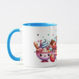 Caneca Kawaii Strawberry Sweets e Sorvetes Amigos