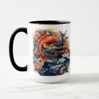 Caneca Kawaii Woodblock Carp Dragon Gate Mug
