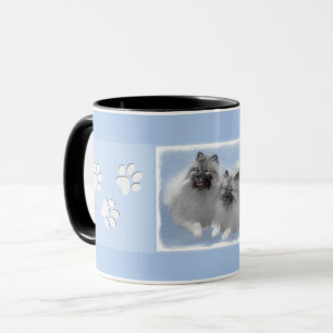 Caneca Keeshond Pair de Kees pintando Arte Animal Origina