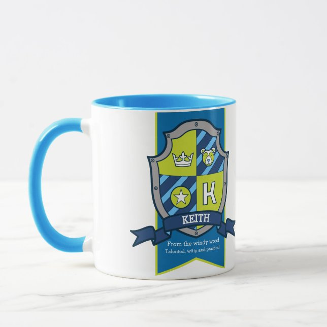 Caneca Keith - Letra K crest - nome azul verde que signif (Esquerda)