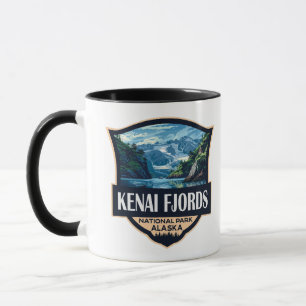 Caneca Kenai Fjords National Park Ilustration Retro Art