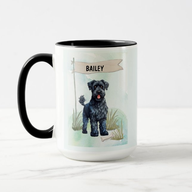 Caneca Kerry Blue Terrier Aquarela Personalizada  (Esquerda)