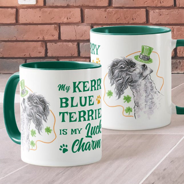 Caneca Kerry Blue Terrier Lucky Charcky Charm Irish Dog l (Criador carregado)