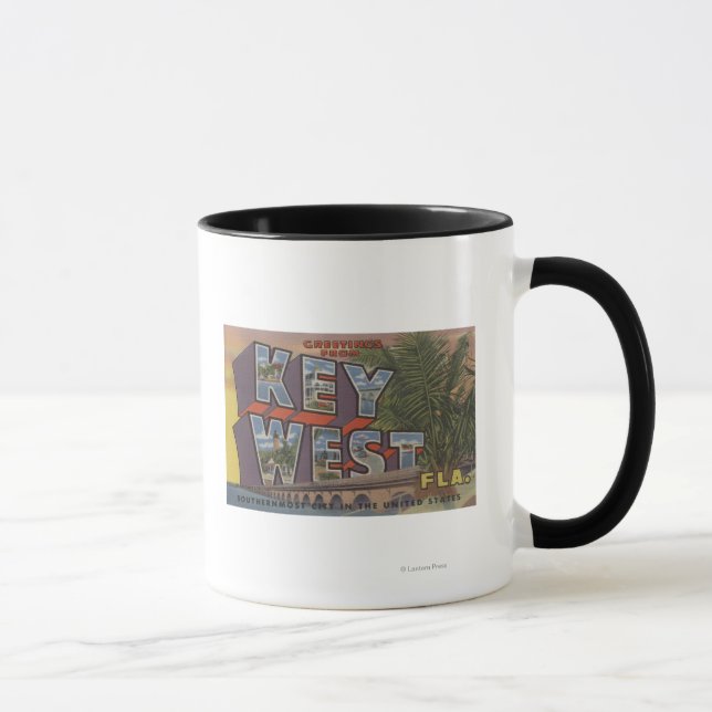 Caneca Key West, Flórida - Cenas com Letras Grandes (Direita)