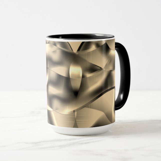 Caneca Khaki curvo ou formas beges, com tons de chuva (Frente Esquerda)