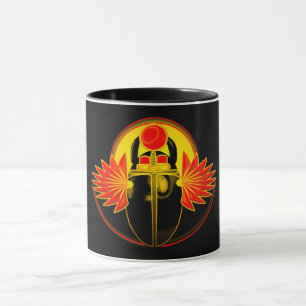 Caneca Kherpi Deus do Sol Nascente, besouro escaravelho.