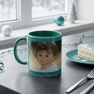 Caneca Kid 1rua Estrela de Natal Floco de Neve Foto Perso