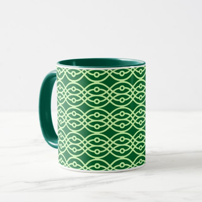 Caneca Kimono impressão, verde escuro e claro (Frente Esquerda)