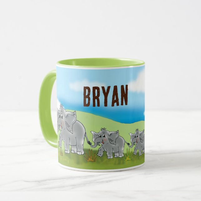 Caneca Kindertasse Niedliche Elefanten - Afrika Savanne | (Frente Esquerda)