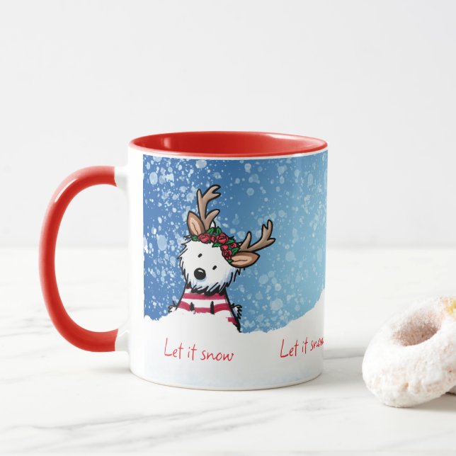 Caneca KiniArt Westie Reindeer Christmas Mug (Com Donut)