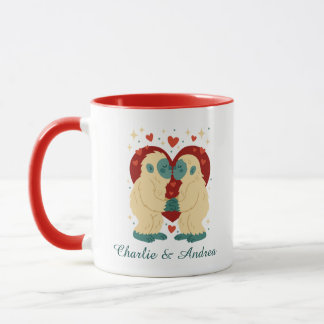 Caneca Kissing Yeti Personalized Couple Valentine's Mug 