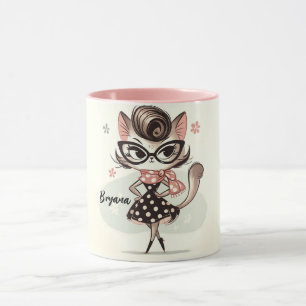Caneca Kit Feminino Vintage Retro com Óculos de Gato