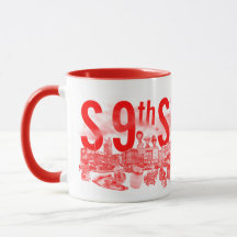Kitschen Fatty S 9th Rua Mug Diner Red