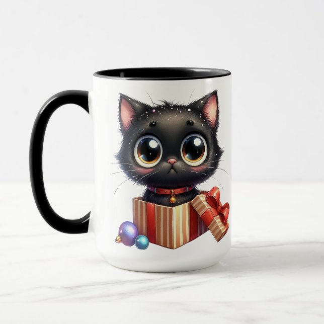 CANECA KITTENS E PRESENTES DE NATAL PRETO, CUTÂNEOS E ENG (Esquerda)