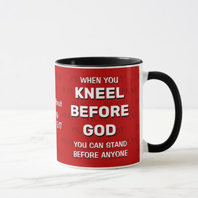 Caneca KNEEL Vermelho ANTES DA oração de DEUS (Direita)