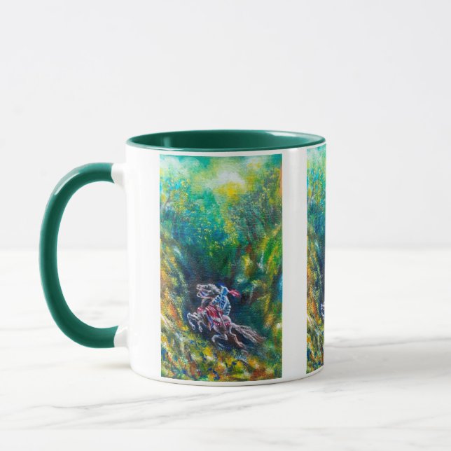 CANECA KNIGHT LANCELOT, HORSE ANDANDO NA FLORESTA VERDE (Esquerda)