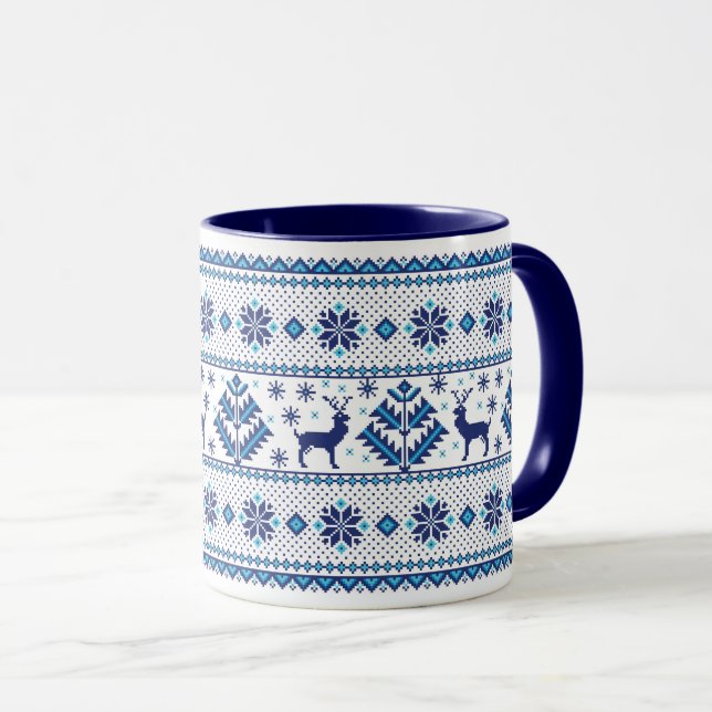 Caneca Knit de Natal Festivo Parece Mug (Frente Esquerda)