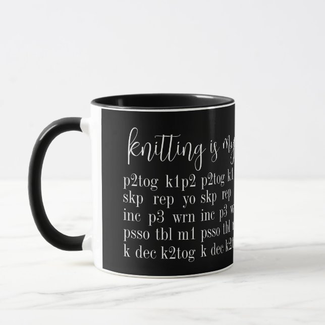 Caneca KNITTING É MINHA SEGUNDA LÍNGUA, Black Combo Mug I (Esquerda)