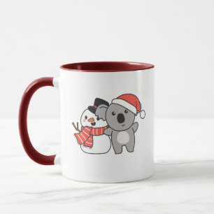 Caneca Koala Com Snowman No Inverno Para O Natal