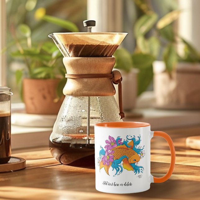 Caneca Koi Fish Lotus Cherry Blossoms (Criador carregado)