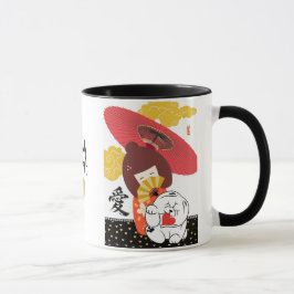 Caneca KOKESHI AMOR Coração de cachorro Chow
