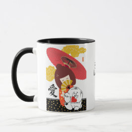 Caneca KOKESHI LOVE Chow dog heart