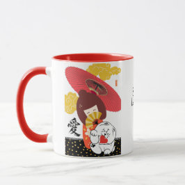 Caneca KOKESHI LOVE Chow dog heart