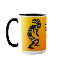 Kokopelli com símbolo nativo americano do sol