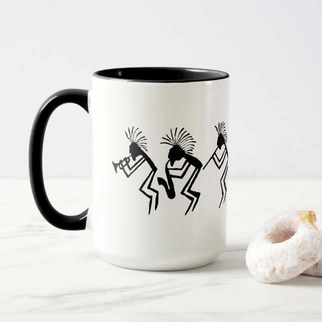 Caneca Kokopelli Horn e Flute Player Petroglicph (Com Donut)