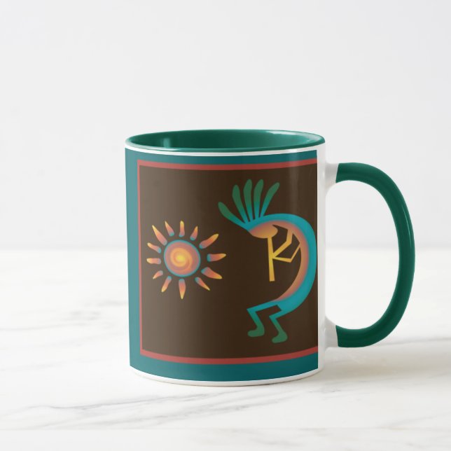 Caneca Kokopelli Southwest Turquoise Brown Coffee Mugs (Direita)