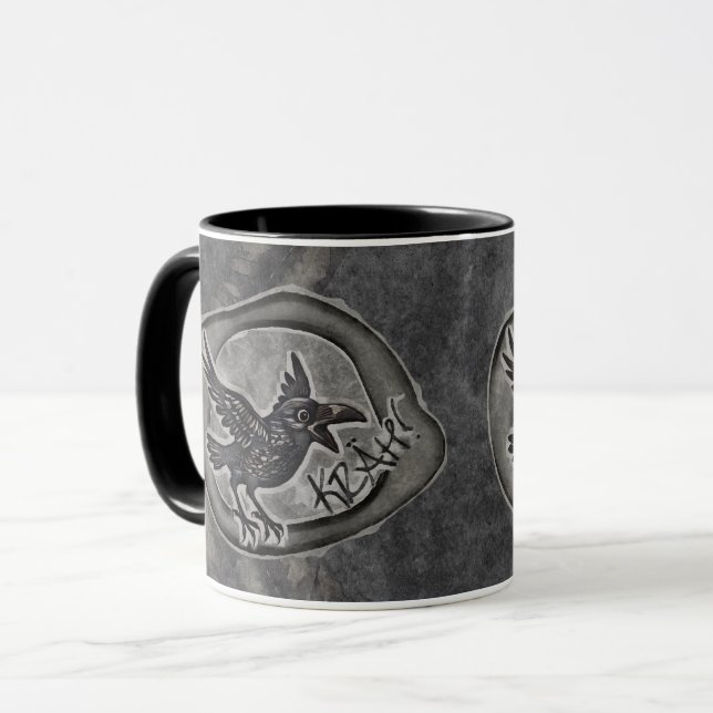 Caneca Krähe Crow Rabe ruft KRÄH!  (Frente Esquerda)