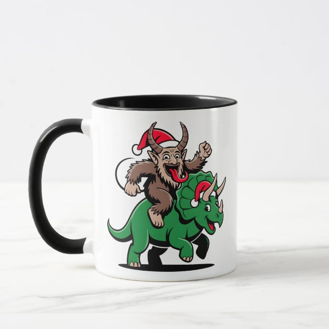 Caneca Krampus Dirigindo Uma Mau De Natal Para Papai noel (Esquerda)