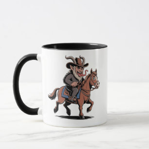 Caneca Krampus Natalino Cowboy Mau Cavalo Oeste Natal
