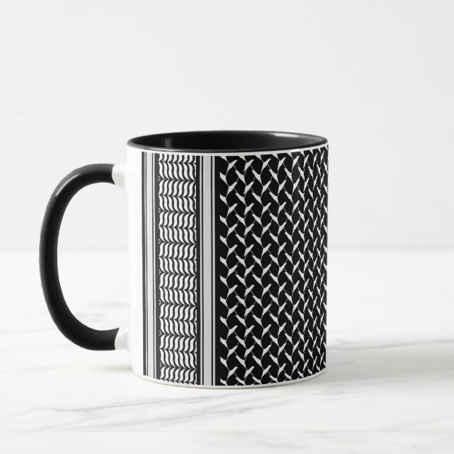 Caneca Kufiya Palestiniano | Keffiyeh preto (Esquerda)