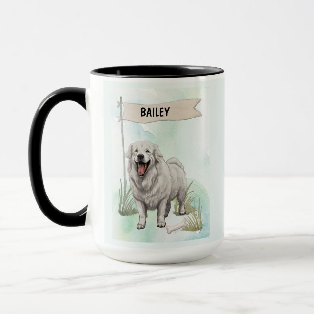 Caneca Kuvasz Watercolor Personalized Dog (Esquerda)