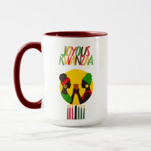 Kwanzaa Coffee Mug com Acentos Vermelhos, 15 oz