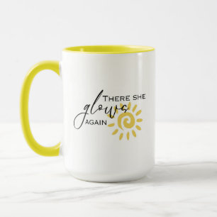 Caneca Lá Ela Brilha Novamente Positiva Citação Amarelo S