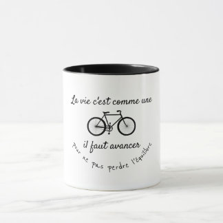 Caneca La vie c'est comme une bicyclette (citation)