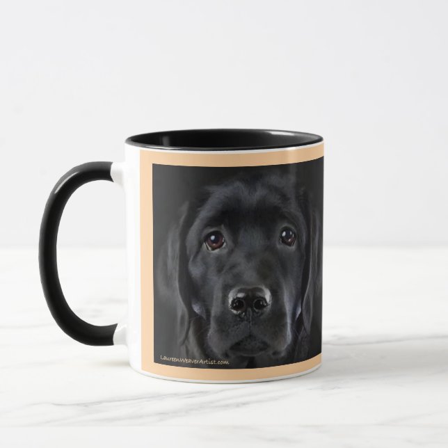Caneca Lab Black Pup | Mug de dois tons, 15 oz (Esquerda)