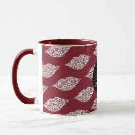 Caneca Lábios de diamante branco vermelho