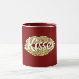 Caneca Lábios Dourados vermelhos com brilho