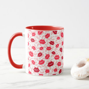 Caneca Lábios Red & Maroon no Padrão Rosa