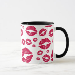 Caneca Lábios vermelhos modernos Padrões de Beijo Trendy 
